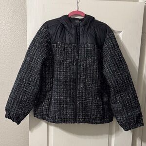 Torrid 0X NWT Gray and Black Tweed puffer Jacket